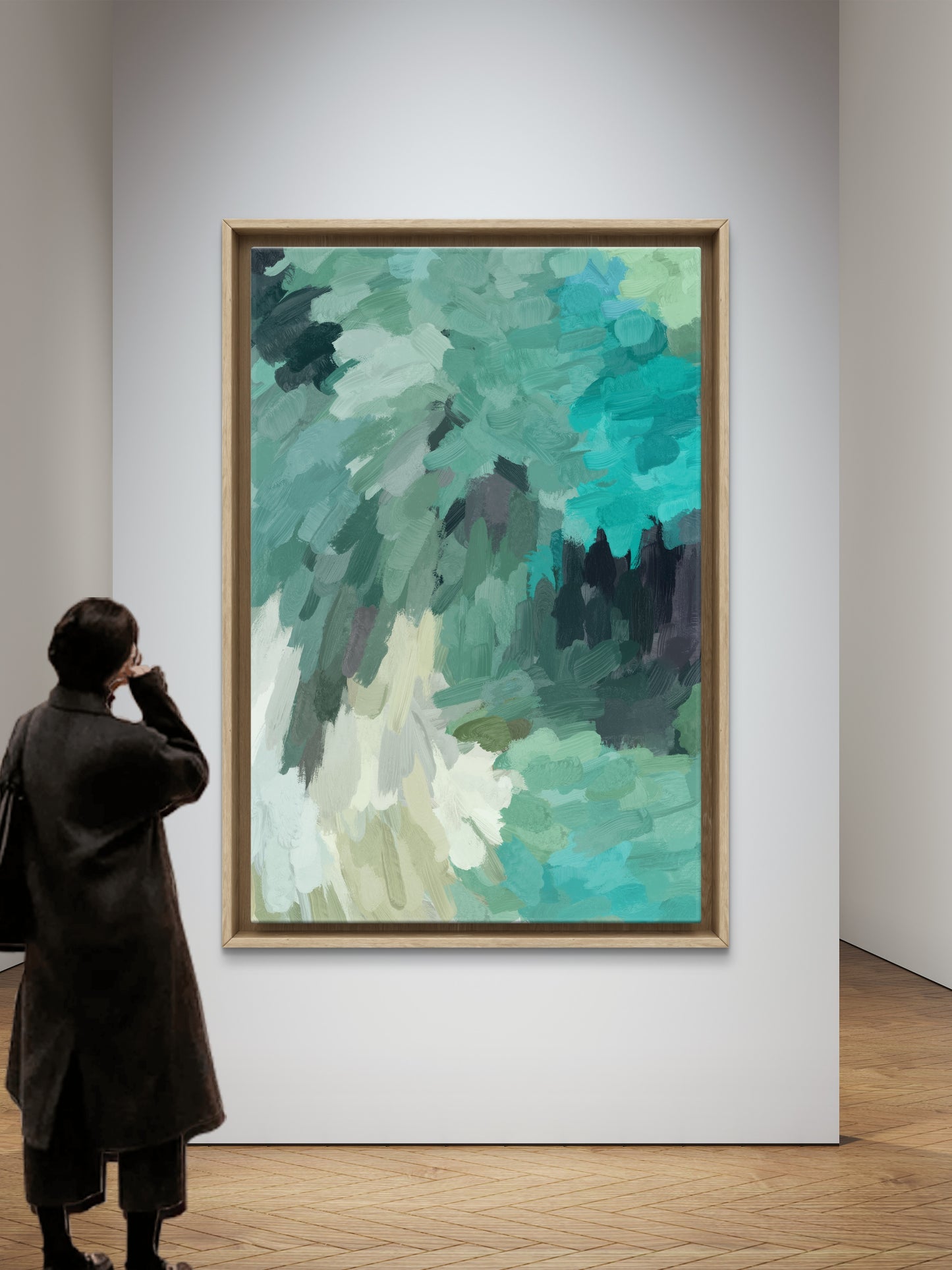 Emerald Green Abstract Painting on Canvas – Modern, Vibrant Wall Art
