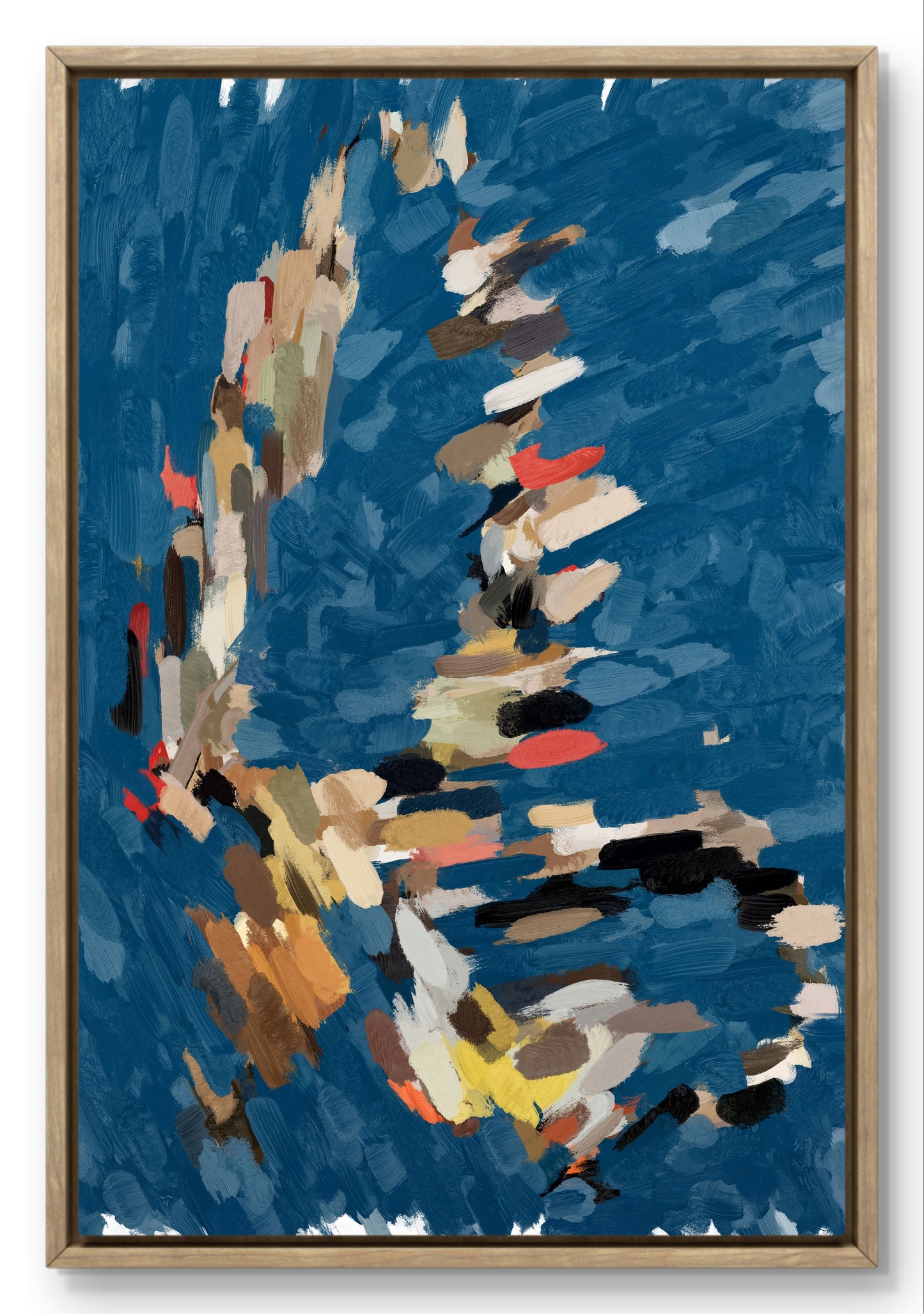 Minimalist navy blue abstract canvas print large modern wall art for interior