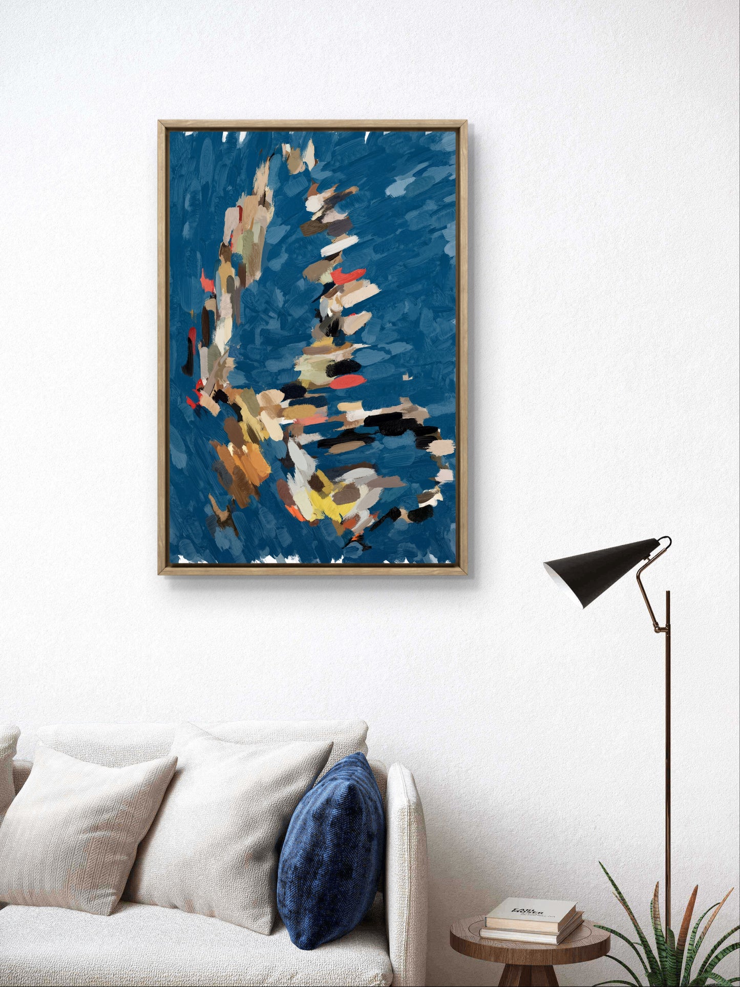 Decor your home with amazing pantings. Modern navy blue abstract wall decor large canvas art for living room interior