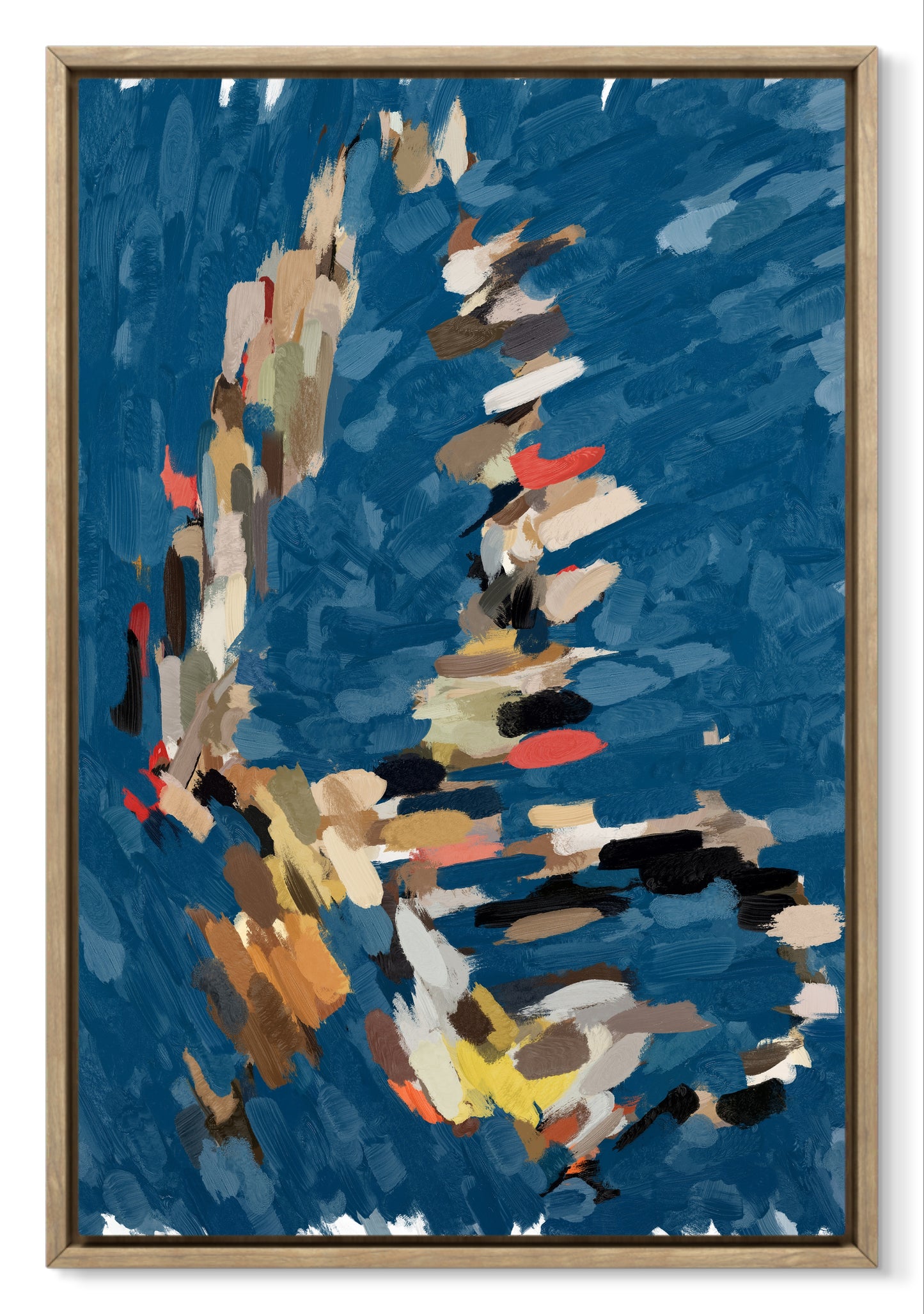 Navy blue abstract canvas wall art C238 large modern blue and beige abstract painting