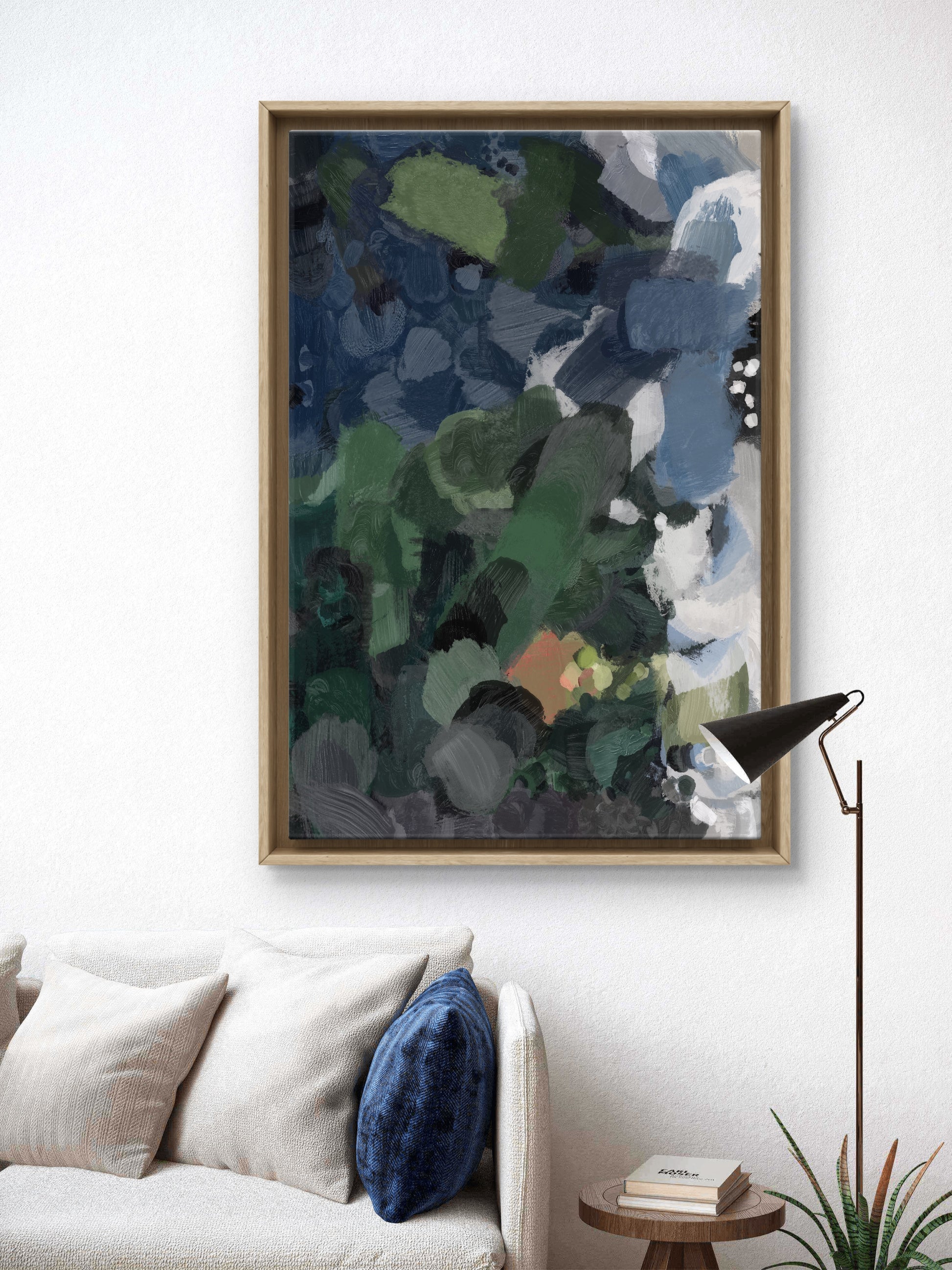 blue abstract canvas wall art large modern painting for living room