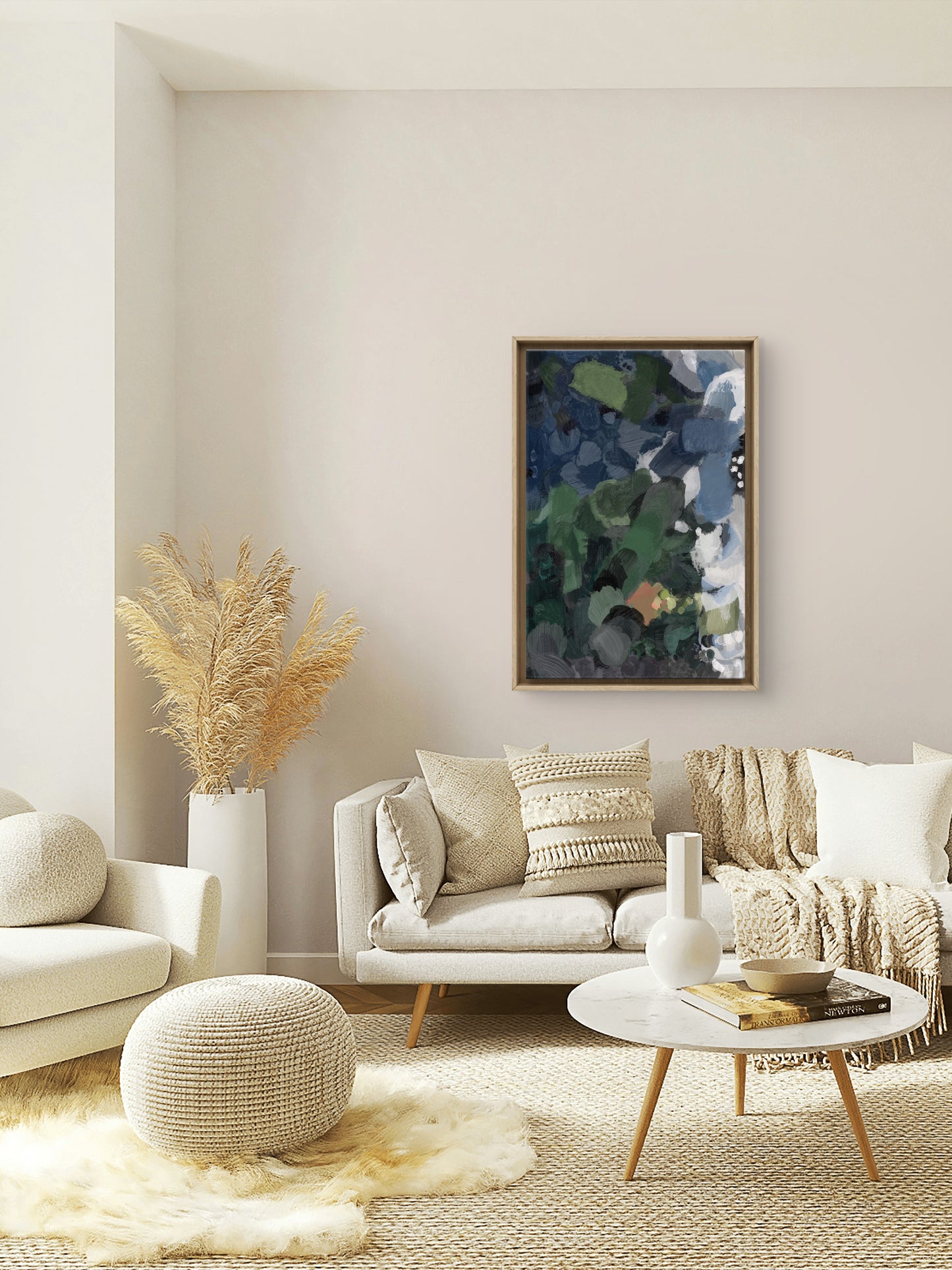extra large blue abstract canvas painting statement wall art
