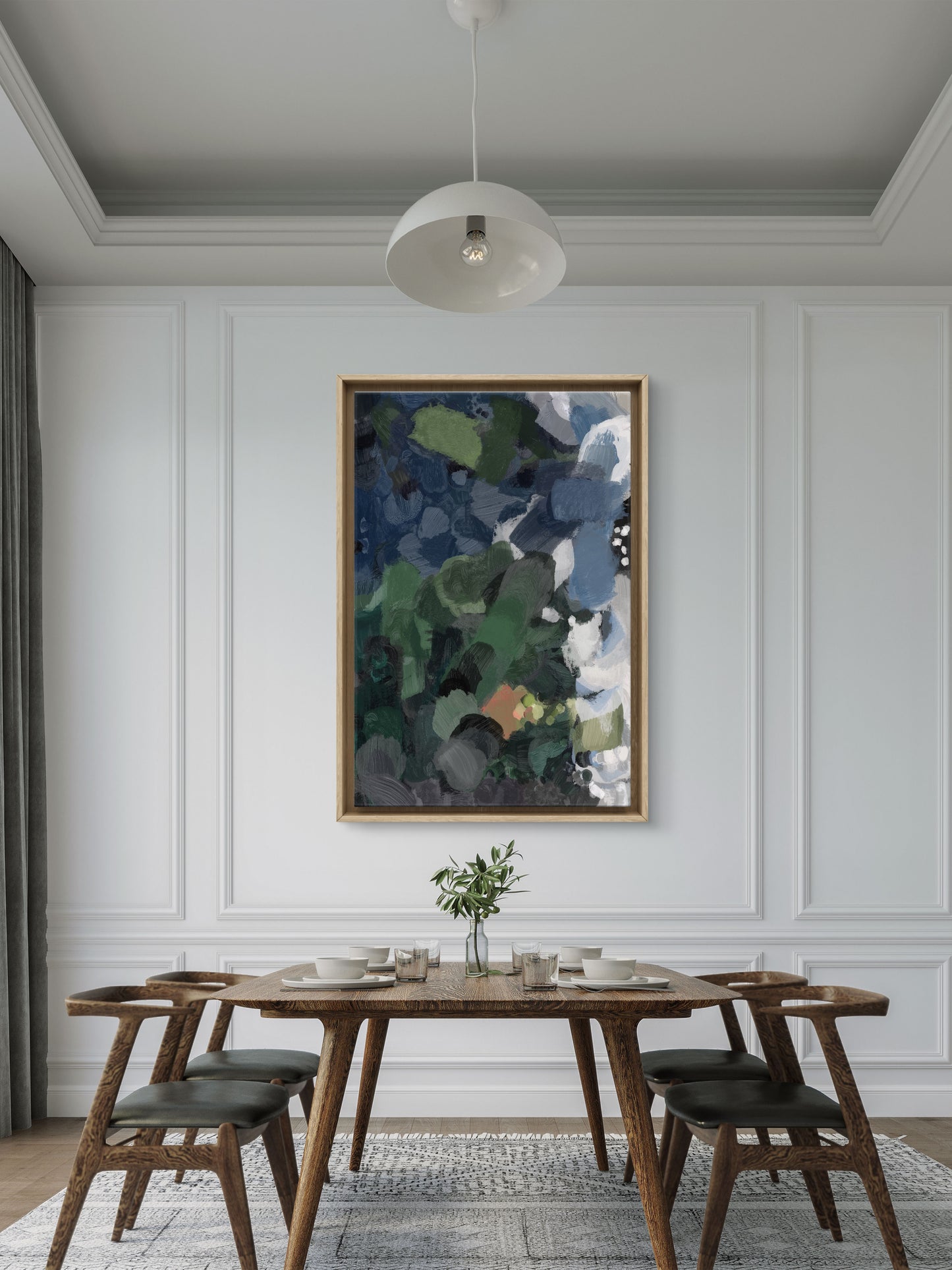 large abstract canvas wall art blue tones modern minimalist painting