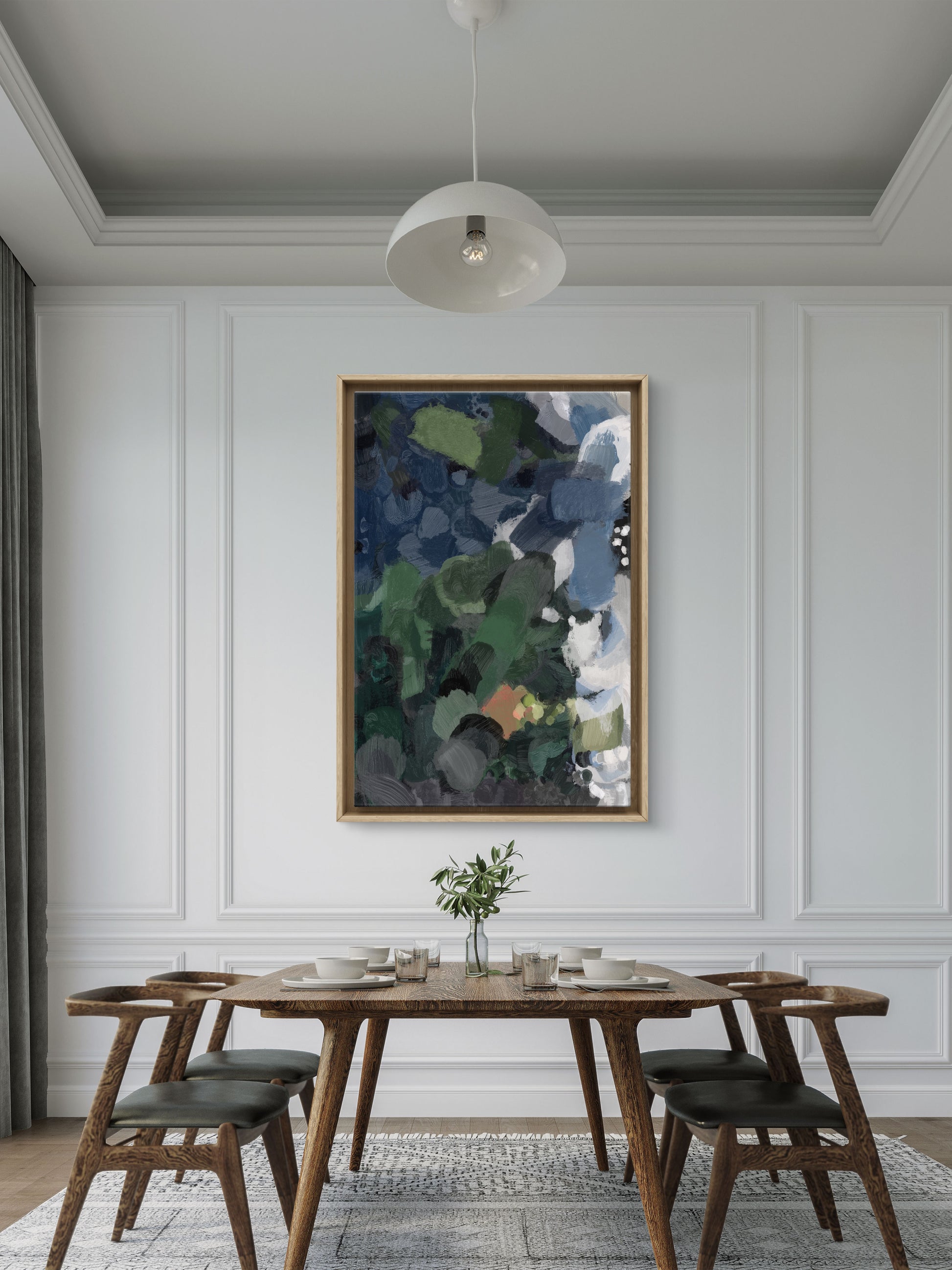 large abstract canvas wall art blue tones modern minimalist painting