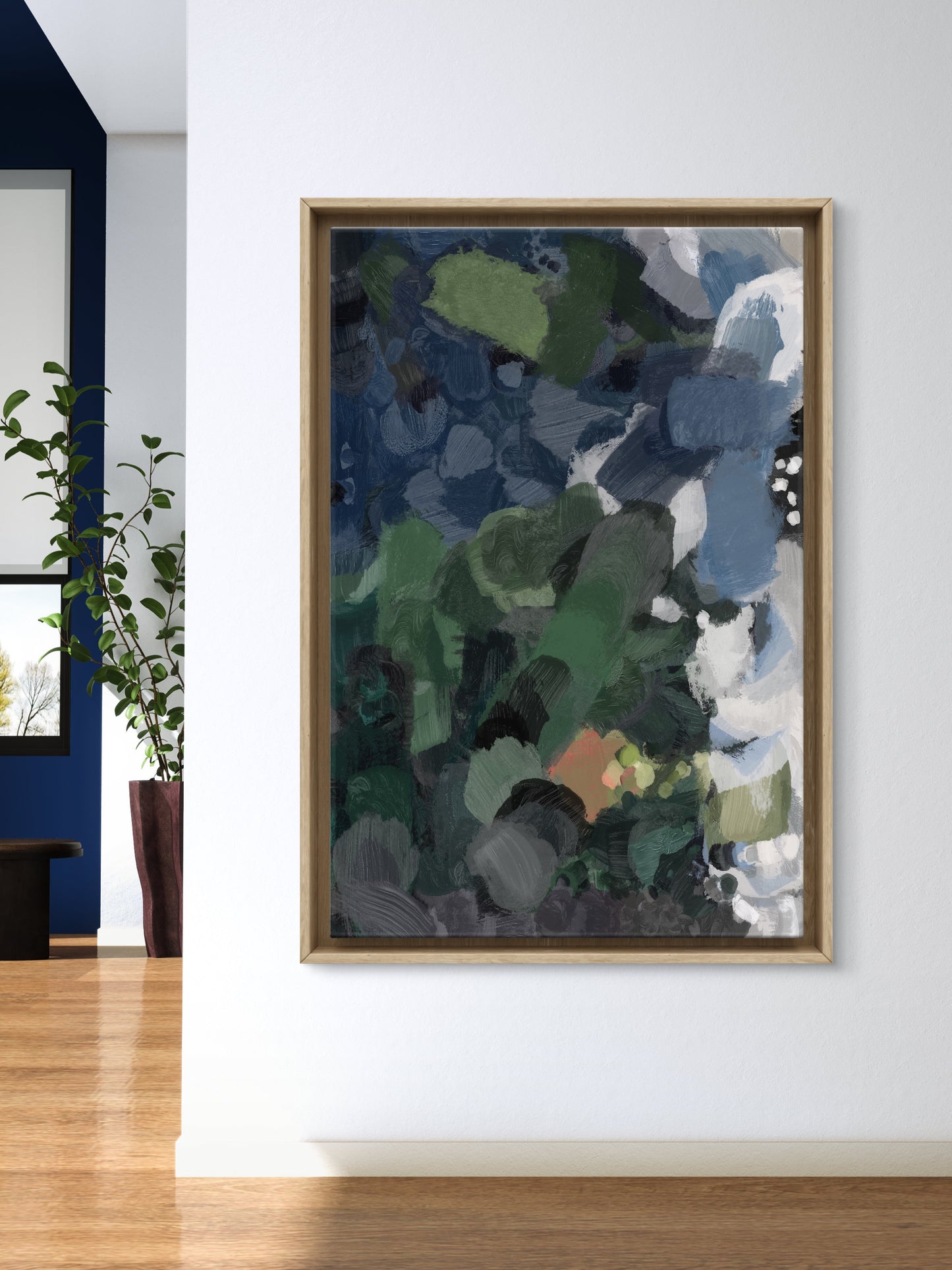 modern blue abstract wall art canvas print contemporary interior decor